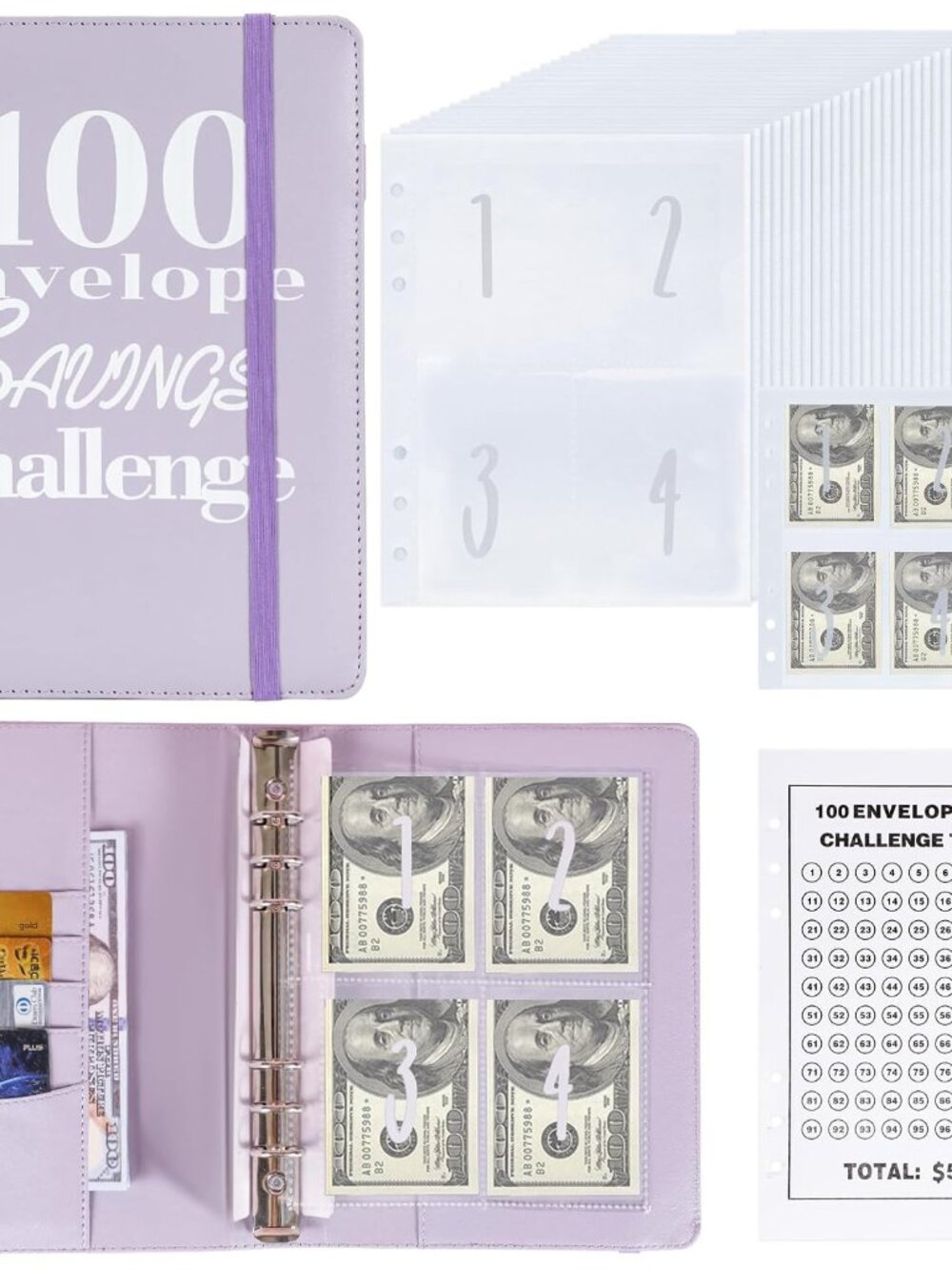 Money Saving Binder 100 Envelope Savings Challenge Book Save $5050